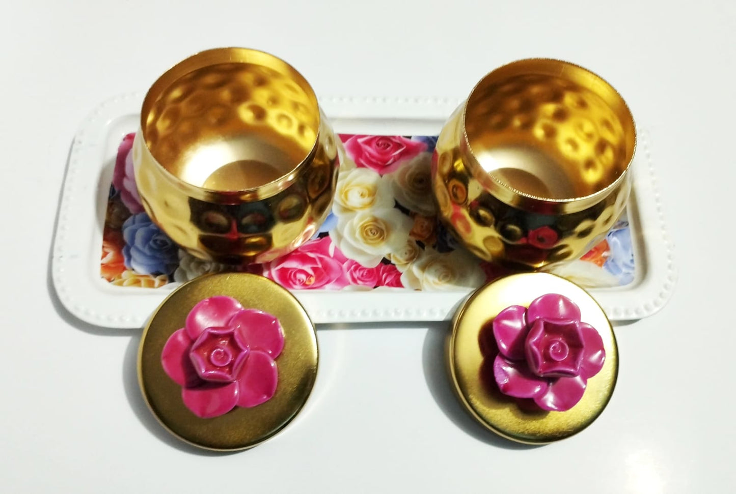 Beautiful Tray With 2 Jar (Iron Made)