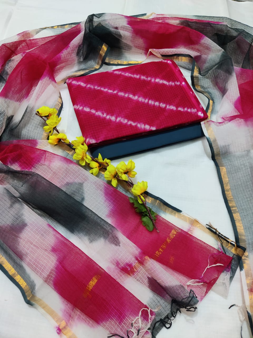 Exclusive Traditional Collection In Summer Wear Hand Block Printed Kota Doriya Suit Material