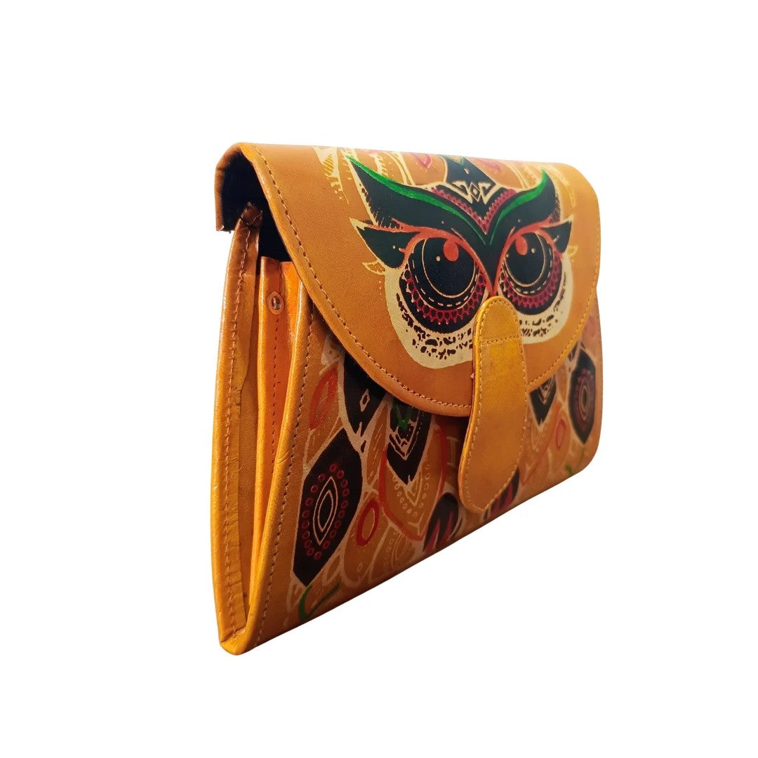 Genuine Pure Leather Handcrafted Handtooled Bag owl Sling