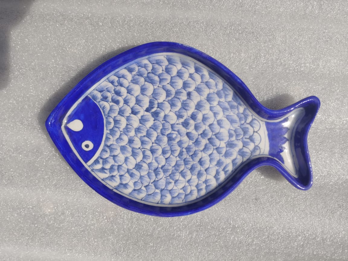 Blue Pottery Fish Wall Hanging