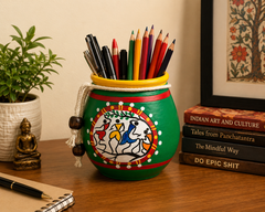 Green Tribal Terracota Pen Holder
