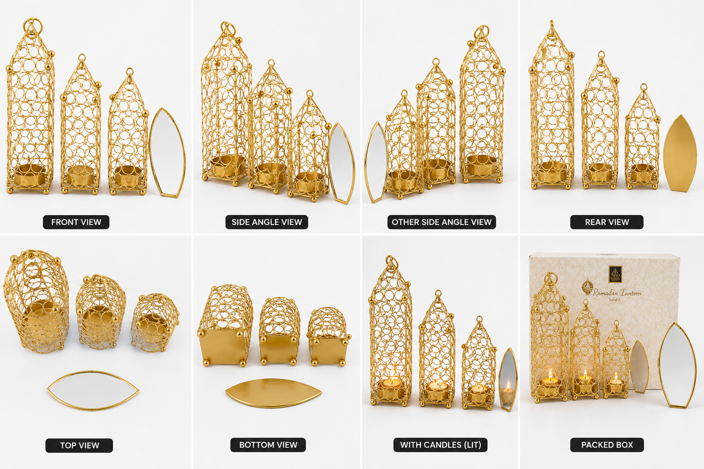 Golden Hanging Tealight Set of 3 Diyas