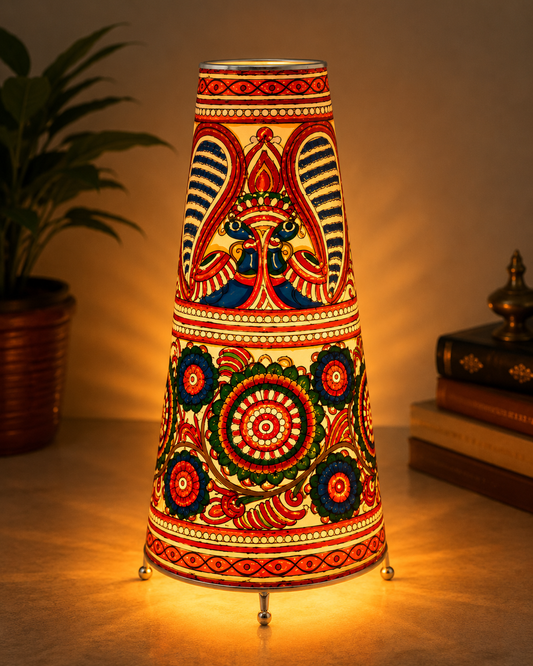Leather Puppetry Handpanited Floor Lampshade Peacock Print