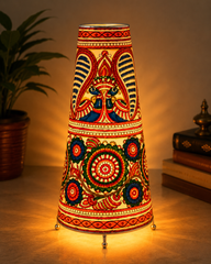 Leather Puppetry Handpanited Floor Lampshade Peacock Print