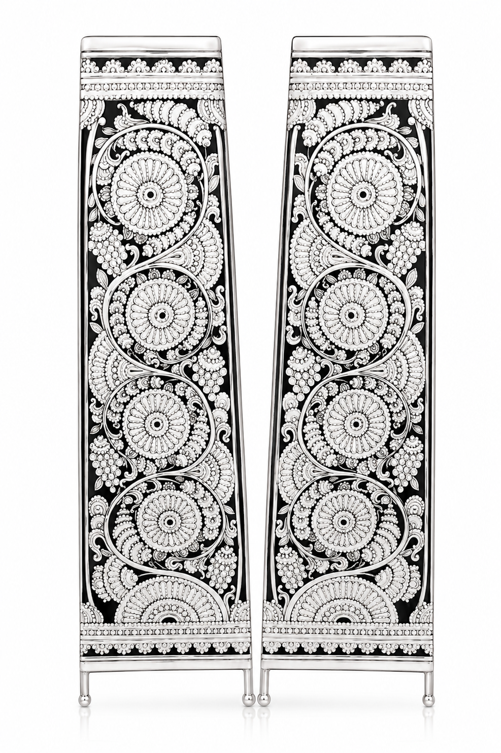 Andhra Pradesh Leather Puppetry Floral Printed Designer Decorative Showpiece Lamp (Set of 2)