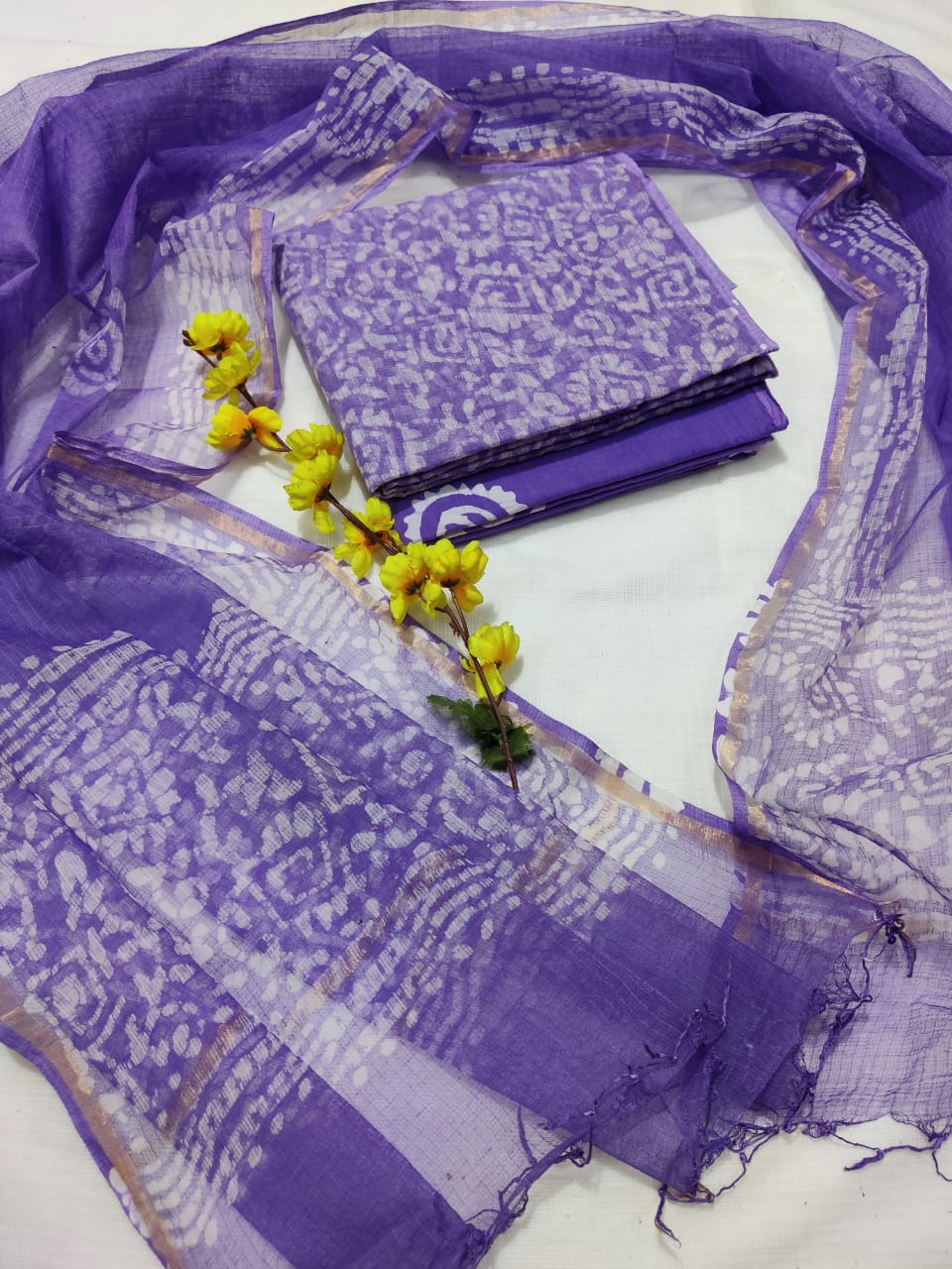Exclusive Traditional Collection In Summer Wear Hand Block Printed Kota Doriya Suit Material
