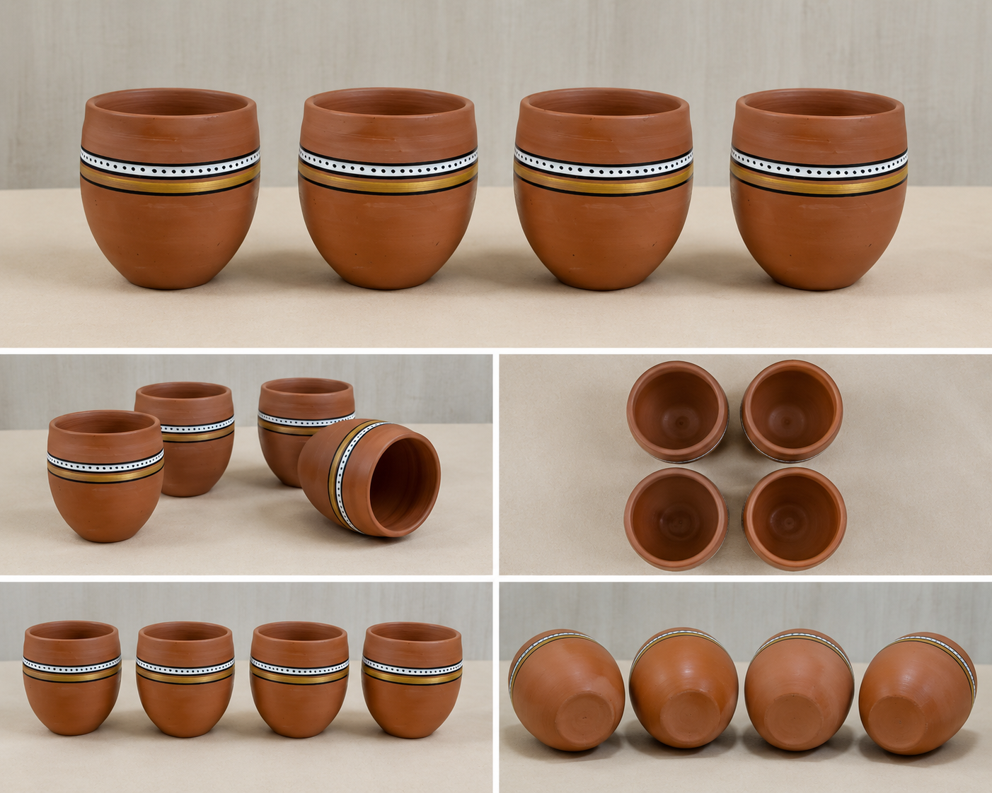Handmade Eco-friendly Beautiful Black Pottery of Nizamabad Coffee Mug set of 4