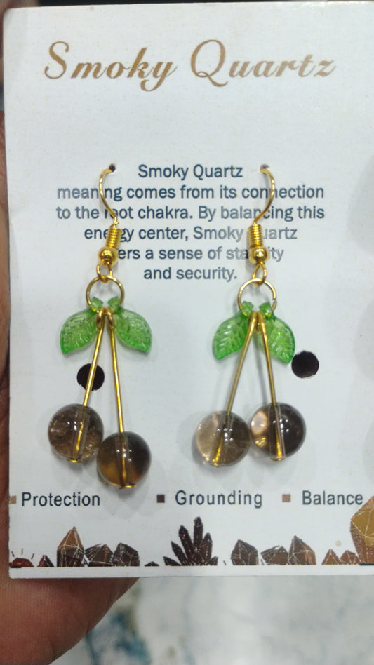 SMOKY QUARTZ CHERRY EARRING
