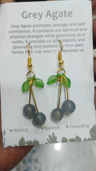 GREY AGATE CHERRY EARRING