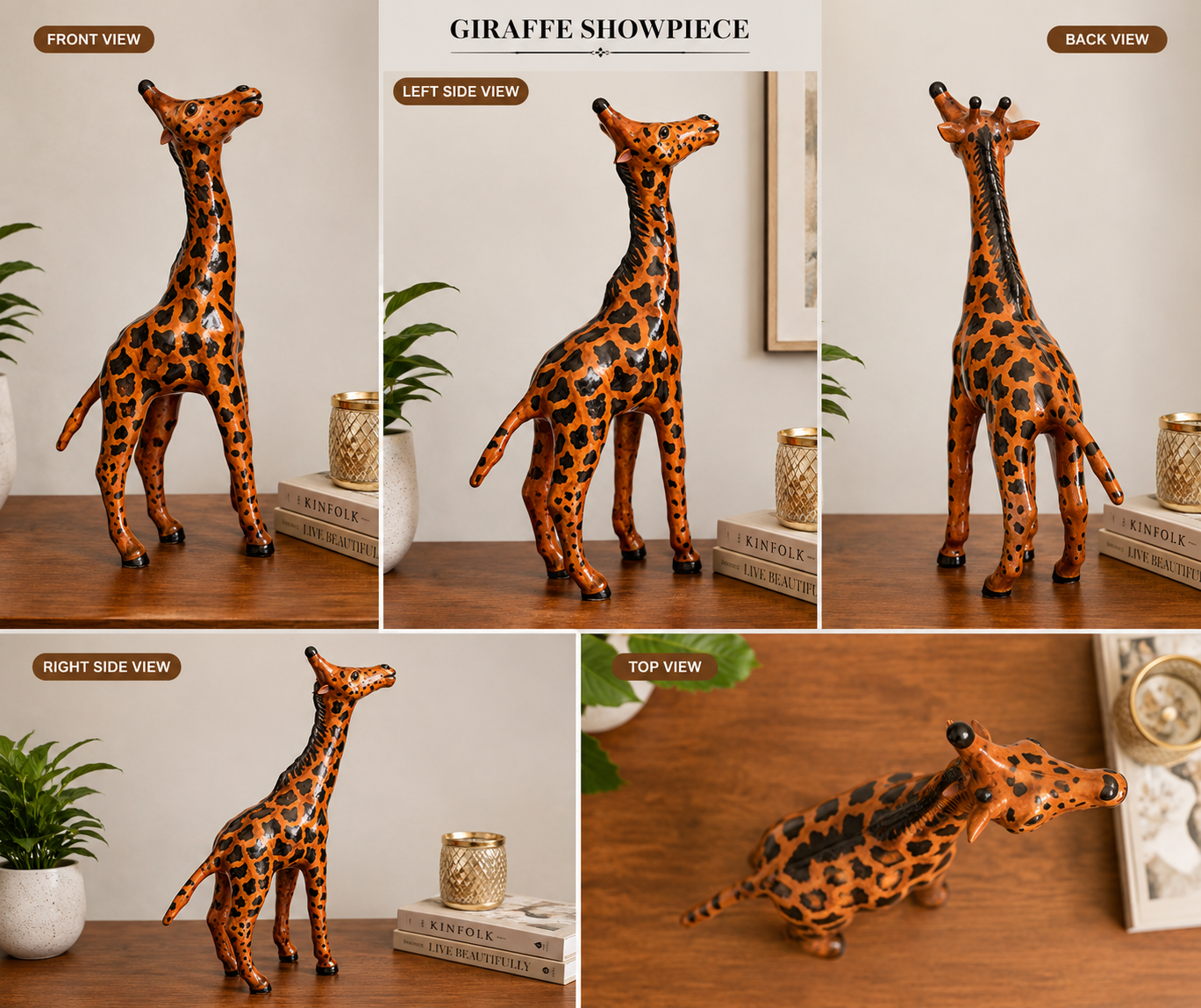 Handcrafted Leather Giraffe - 6 Inch