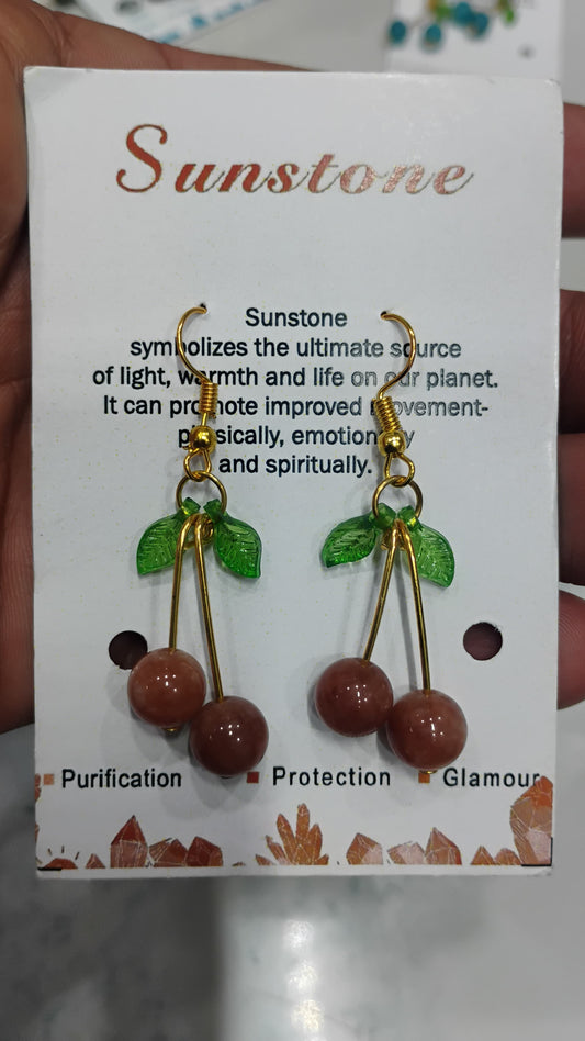 SUNSTONE CHERRY EARRING