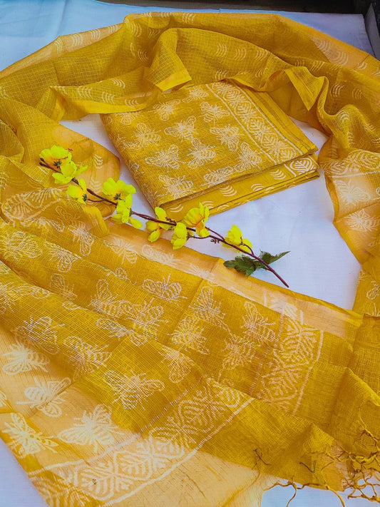Traditional Collection In Summer Wear Hand Block Printed Kota Doriya Suit Material