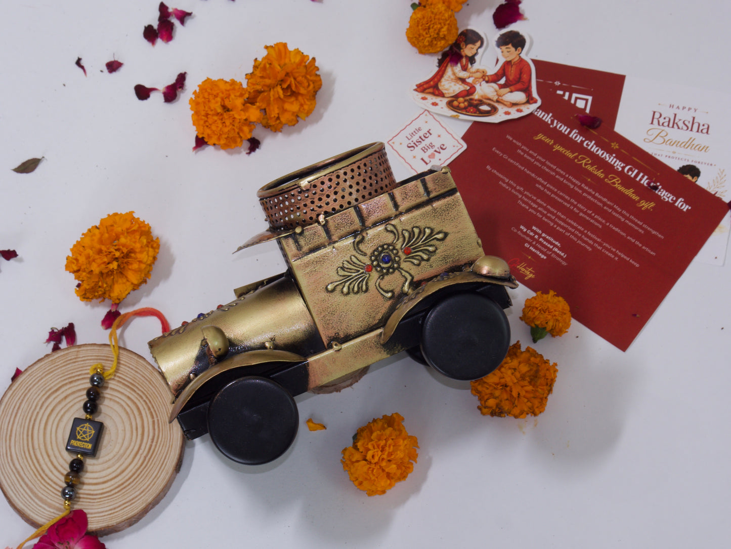 Vintage Jeep Pen Stand-Rakhi Gift for Brother Combo 6