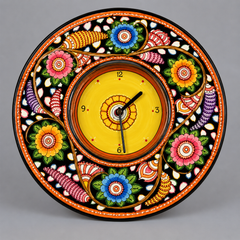 Multicolour Handprinted colourful leather Clock
