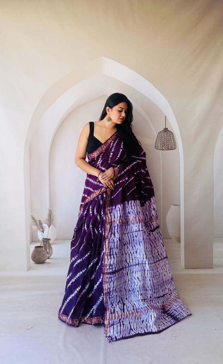 New Exclusive Traditional Hand Block Printed Maheswari Silk Saree With Blouse Piece