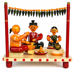 Handmade Lacquer Wooden Etikoppaka Toy Of Marriage Set