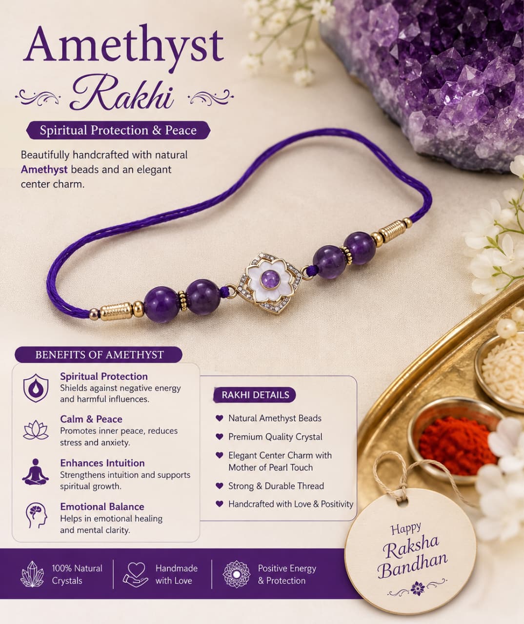Agates Amethyst Rakhi