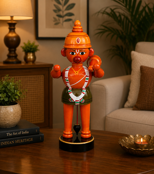 Handicraft Etikoppaka Wooden Toy Of Lord Hanuman For Decoration Purpose