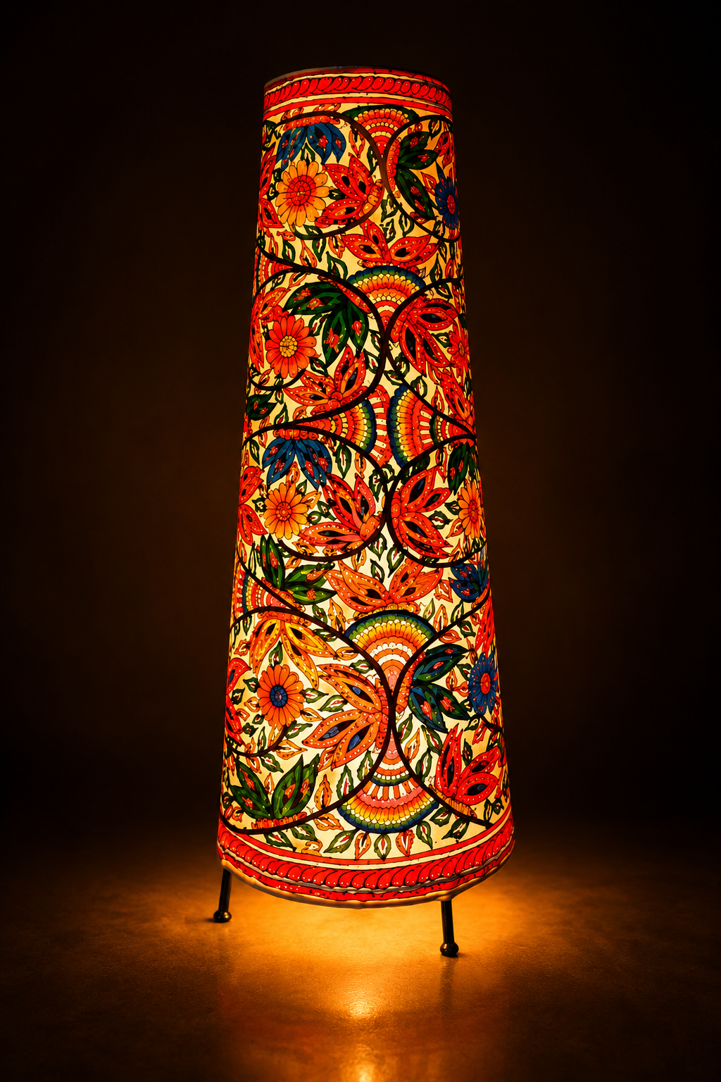 Leather Puppetry Handpanited Flower Floor Lampshade