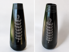 Handmade Eco-friendly Beautiful Black Pottery of Nizamabad Bottle Shaped Flower Vase