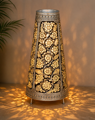 Leather Puppetry Handpanited Floor Black Lampshade