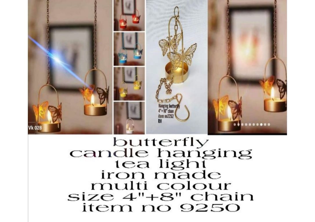 Hanging Beautiful Butterfly Tealight Candle Holder with Chain