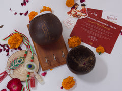 Coconut Shell Serveware Set with keyholder-Bhaiya-Bhabhi Rakhi Gift Hamper Combo 7