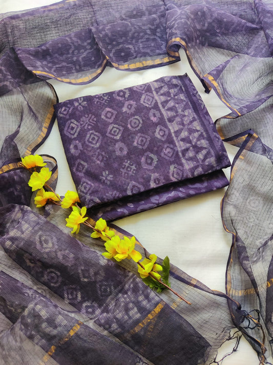 Traditional Collection In Summer Wear Bagru Hand Block Printed Kota Doriya Suit Material