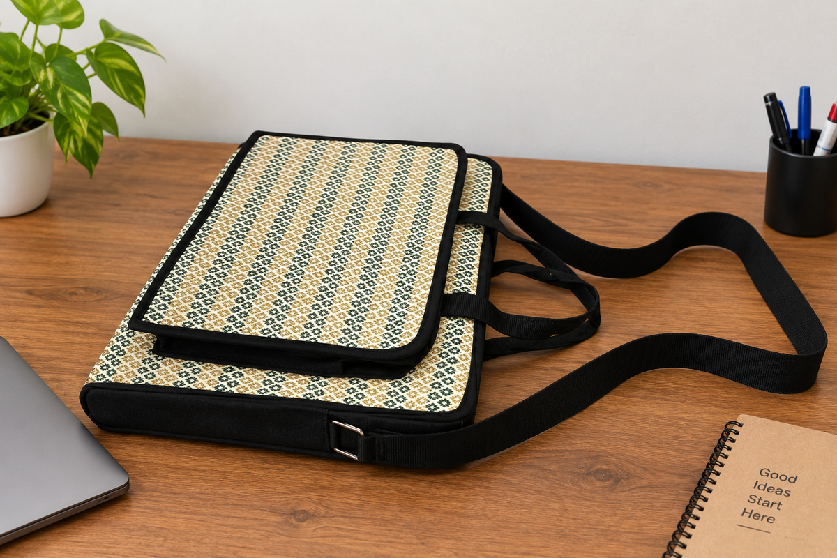 Madur Kathi Laptop Bag in Yellow & Black Colour