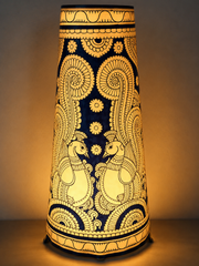 Andhra Pradesh Leather Puppetry Peacock Printed Decorative Showpiece Lamp