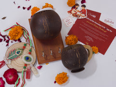 Coconut Shell Tea Set with keyholder Bhaiya-Bhabhi Rakhi Gift Hamper Combo 8