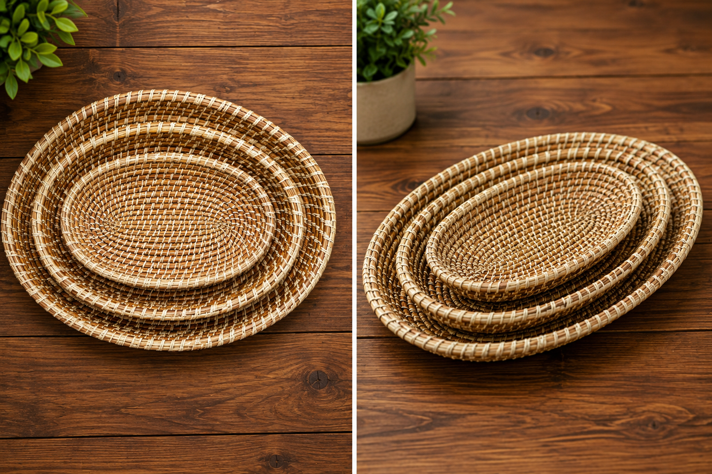 EcoFriendly Oval Shape Tray set of 3