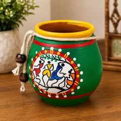 Green Tribal Terracota Pen Holder