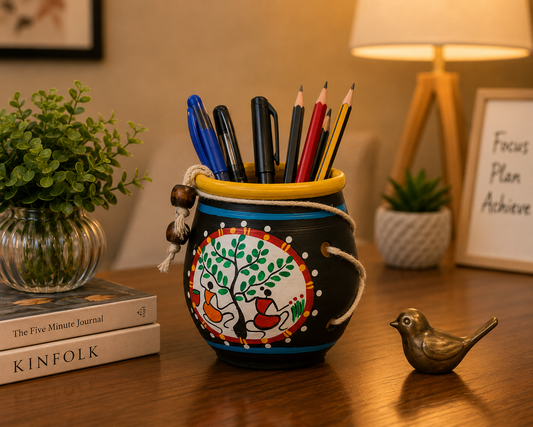 Black Tribal Terracota Pen Holder