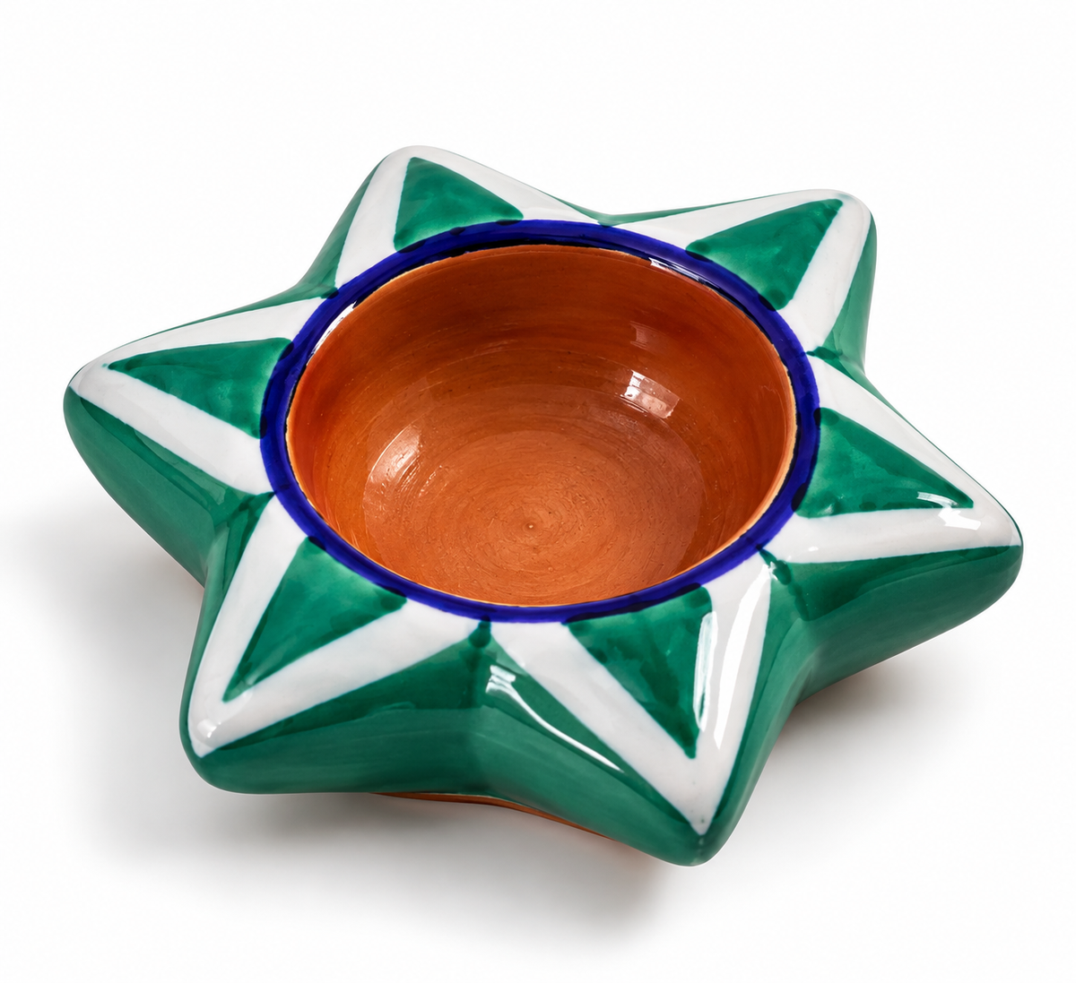 Handmade Beautiful Blue Pottery of Jaipur Star Shape Diya (Set of 4)