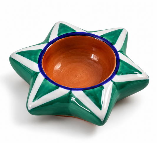 Handmade Beautiful Blue Pottery of Jaipur Star Shape Diya (Set of 4)