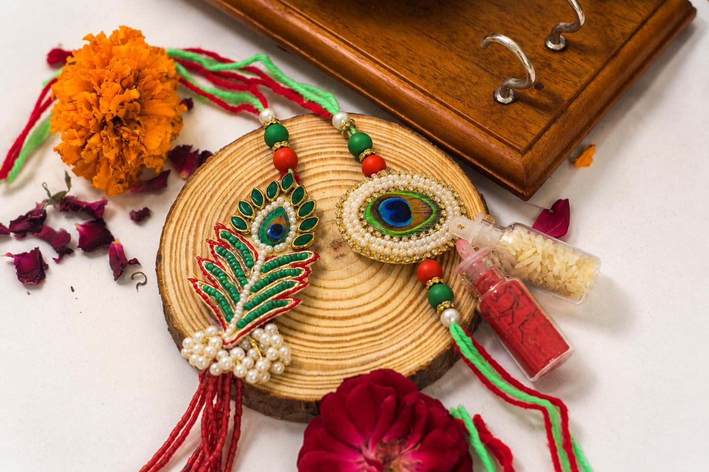 Coconut Shell Tea Set with keyholder Bhaiya-Bhabhi Rakhi Gift Hamper Combo 8