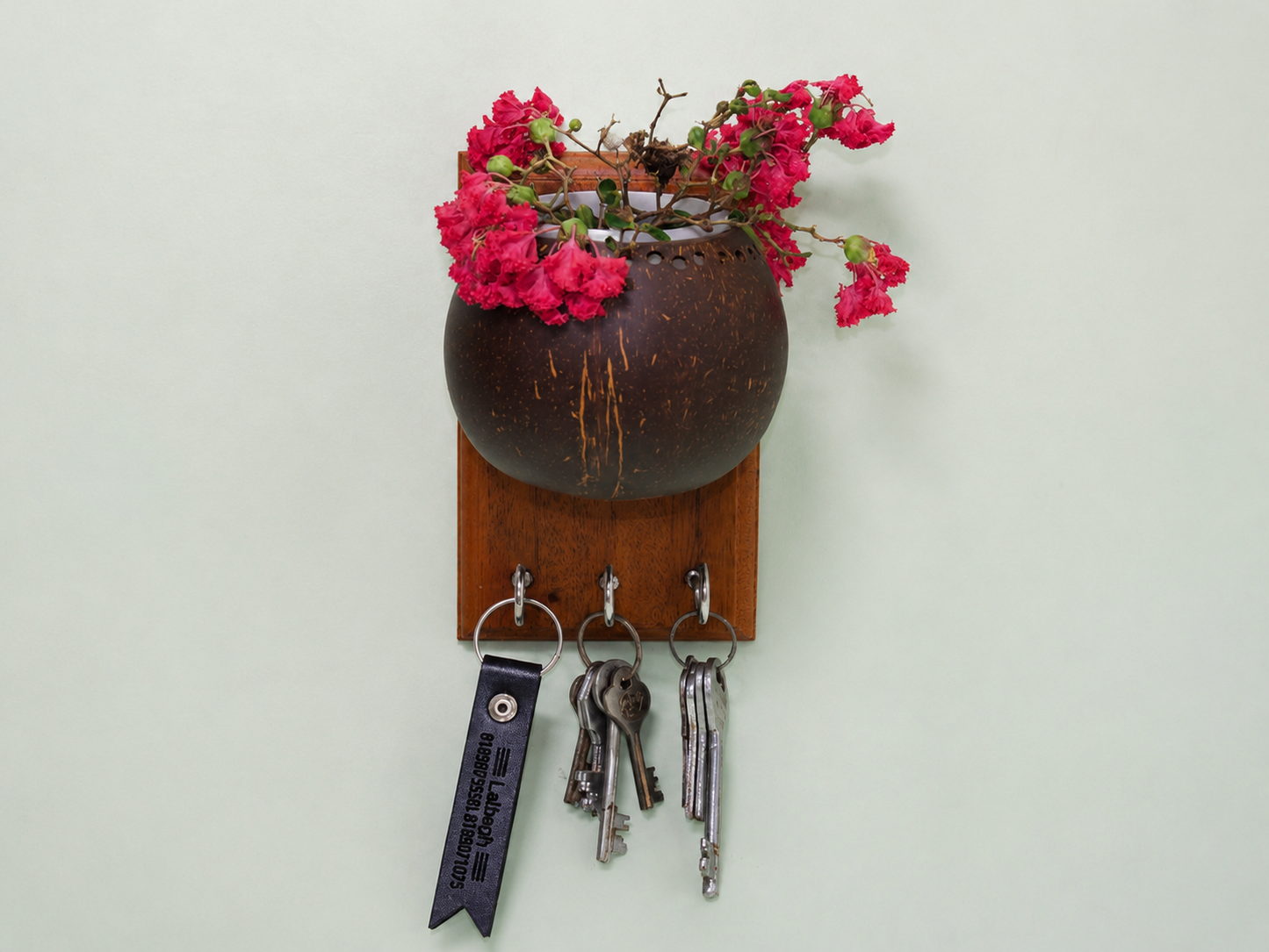 Coconut Shell Tea Set with keyholder Bhaiya-Bhabhi Rakhi Gift Hamper Combo 8