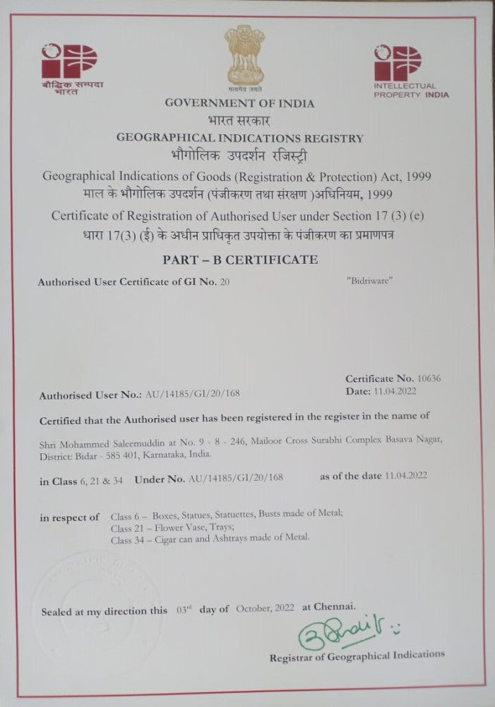 Bidriware Art Work Black Metal Silver Inlay Jewellery Box