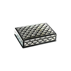 Bidriware Art Work Black Metal Silver Inlay Jewellery Box