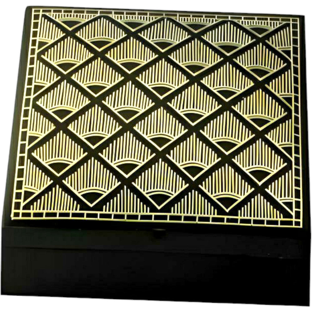 Bidriware Art Work Handcrafted Black Metal Square Silver Inlay Jewellery Box