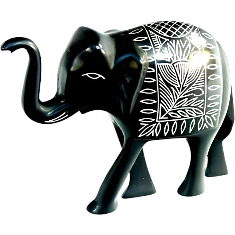 Bidriware Handcrafted Black Metal Elephant Tarkashi Decorative Showpiece