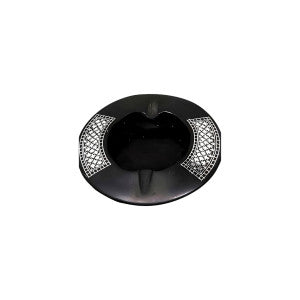 Bidriware Handcrafted Black Metal Round Ashtray Decorative Showpiece