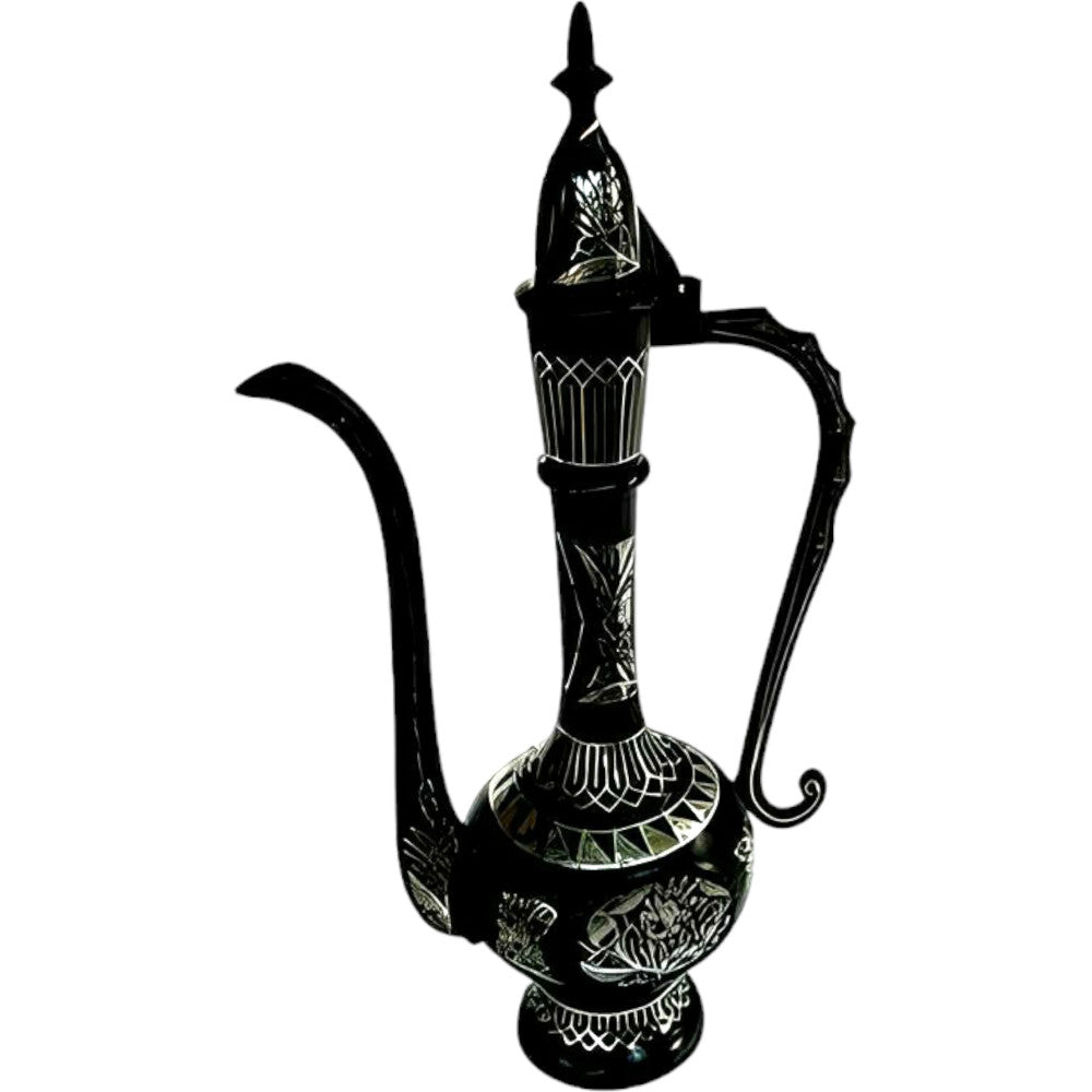 Handcrafted Bidriware Art Work Black Metal Pure Silver Inlay Pen Stand