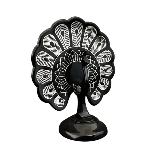 Black Metal Bidri Art Work Peacock
