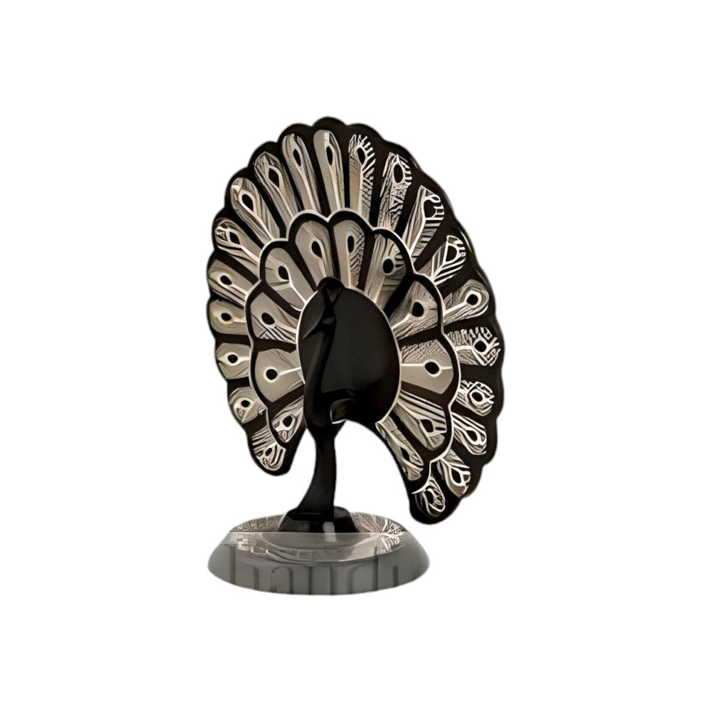 Black Metal Bidri Art Work Dancing Peacock Decorative Showpiece