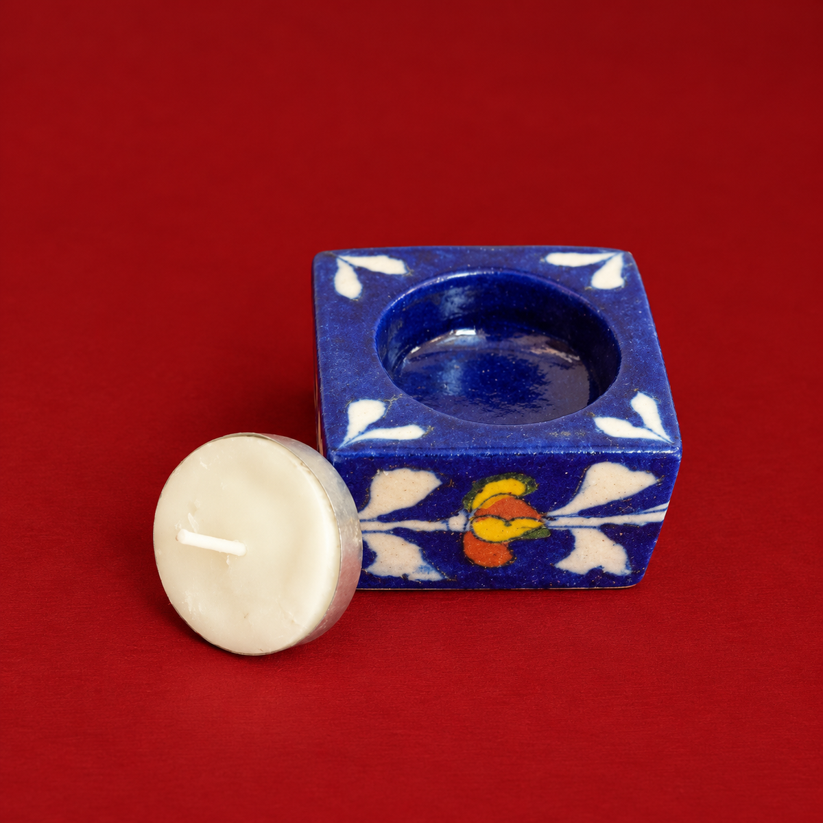 Neel Mehfil | Jaipur Blue Pottery Candle Stand, Set of 4