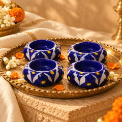 Neel Deep | Jaipur Blue Pottery Diya, Set of 4