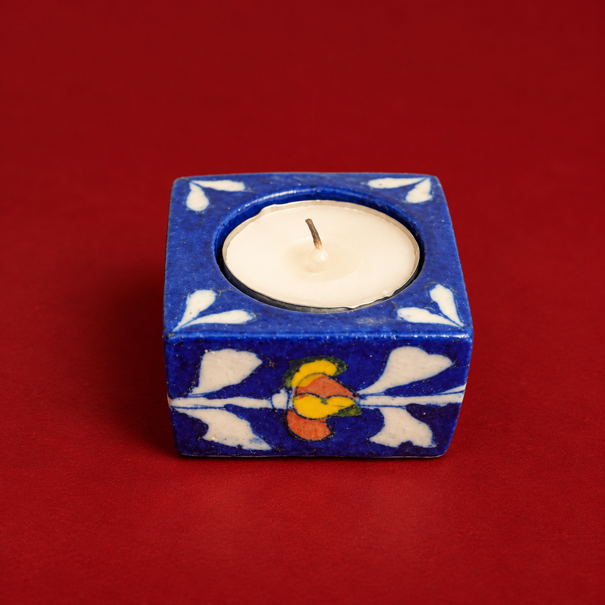 Neel Mehfil | Jaipur Blue Pottery Candle Stand, Set of 4