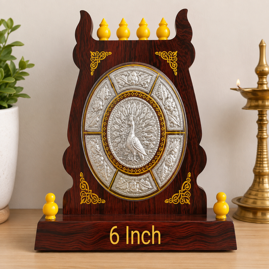 Majestic Peacock Motif Tanjore Art Shield Mementos - 6 inches